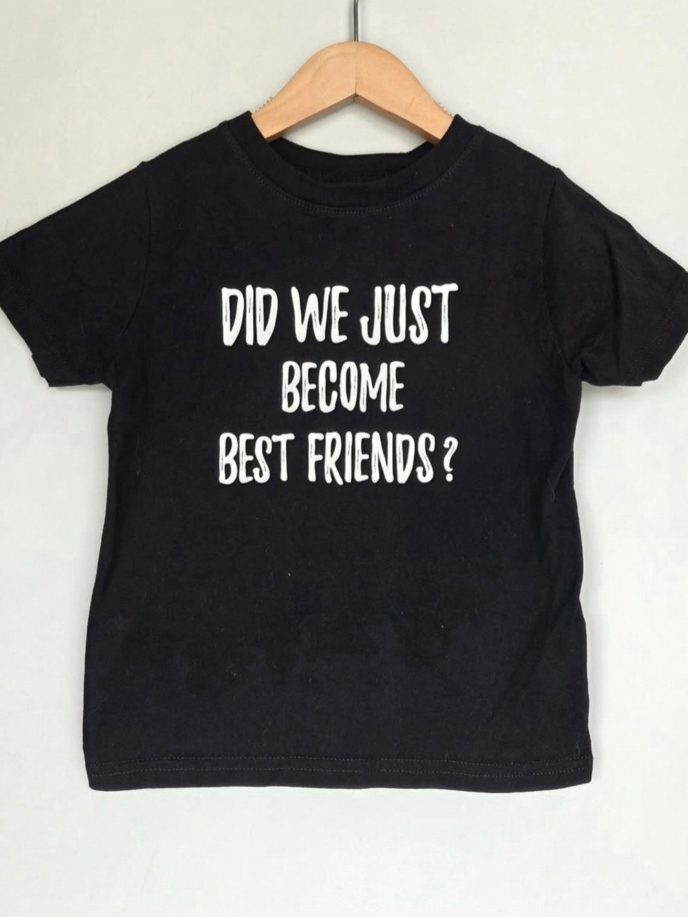 Kids Black Graphic Tee - "Did We Just Become Best Friends?"